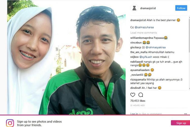 Salma tak sengaja bertemu ayahnya yang pengemudi ojek online